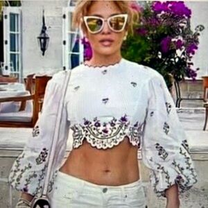 Zimmerman Poppy Floral Crop Top in Lilac Embroidery. SOLD OUT ONLINE. NEVER WORN